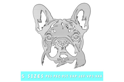 French Bulldog Embroidery Design, 5 Sizes, French Bulldog PES, Pec