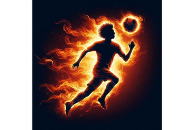 Fire soccer player. Fiery footba