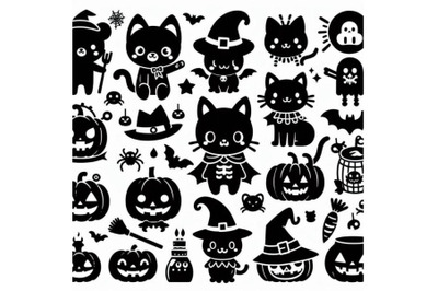 Kawaii cute Halloween Clipart Set