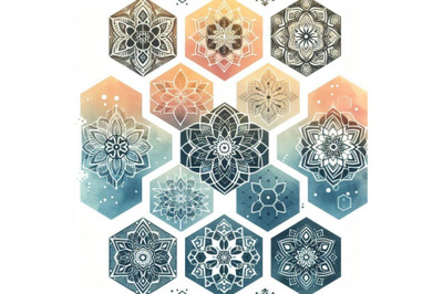 Watercolor hexagon seamless pattern