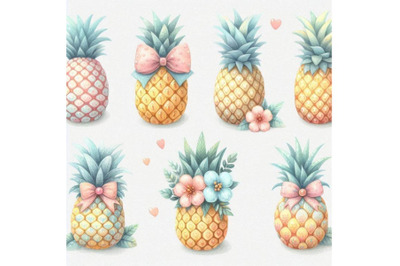 Watercolor pineapple set