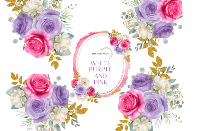 White Pink &amp;amp; Purple Flowers Clipart