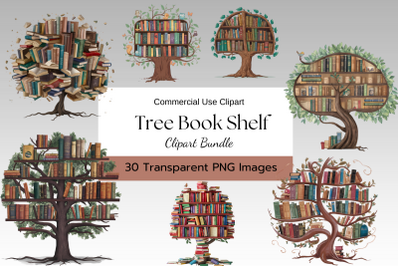 Tree Book Shelf Clipart Pack