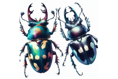 Beetle. Insect watercolor illustration