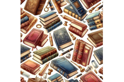 Book. Seamless pattern with books. Book watercolor illustration