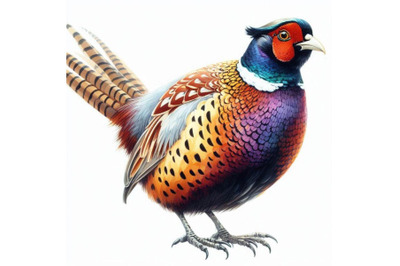 Bird pheasant watercolor illustration