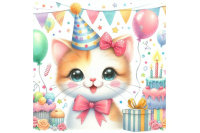 Cat. kid background for celebrate festival and birthday party