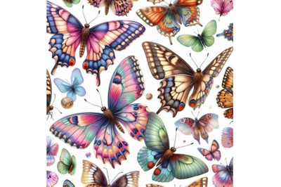 Butterfly watercolor seamless pattern