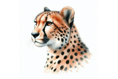 Cheetah hand drawn watercolor illustration