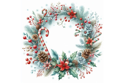 Christmas frame on white background. watercolor winter Christmas