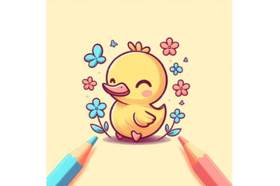 Cute Duckling. duckling pencil sketch illustration. T-shir