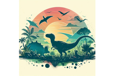 Dinosaur watercolor illustration JPEG, PNG. Jurassic wo