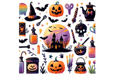 Halloween watercolor hand drawn text for design backg