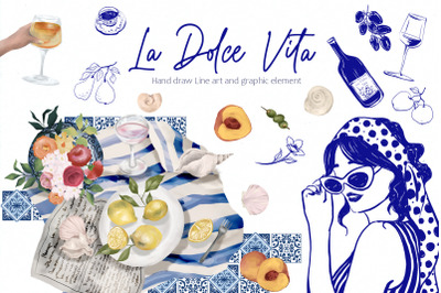 La Dolce Vita. Hand draw line art and graphic element.