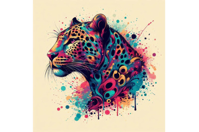 Leopard T-shirt graphics. leopard illustration with splas