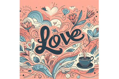 Love lettering background. Valentines day card