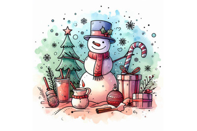 New year snowman. and Christmas decoration. waterco