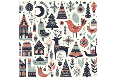 Scandinavian seamless pattern. watercolor christmas ill