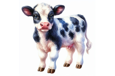 Cute watercolor calf. Baby bull illustration. cattle. farm animal