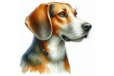 English Foxhound. watercolor hunting dog breed clipart