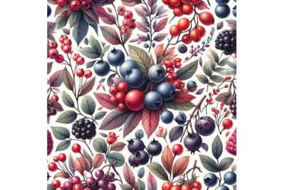 Forest berries seamless pattern. watercolor seamless pattern