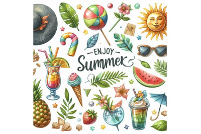 Enjoy Summer watercolor poster design