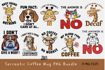 Sarcastic Coffee Mug PNG Bundle