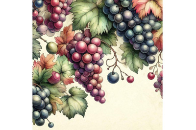 Hand drawn watercolor grapes painting background. Vintage Fruit i