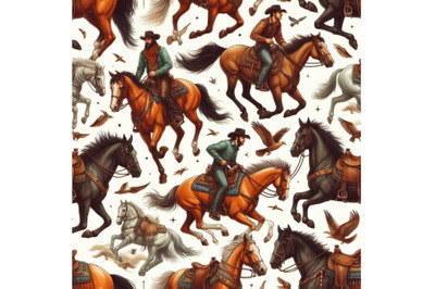 Horses seamless pattern. Wild western background. eq