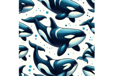 Killer whale seamless pattern