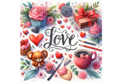 Love lettering background. Valentines day card