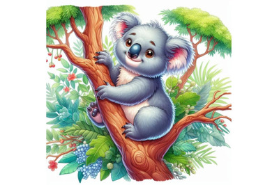 Koala koala on a tree