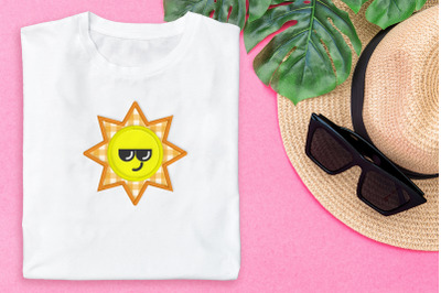 Sun with Sunglasses | Applique Embroidery