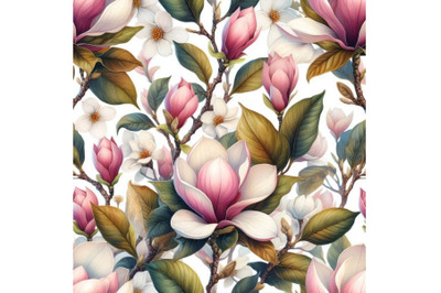 Magnolia blossom. seamless pattern with spring flower