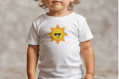 Mini Sun with Sunglasses | Embroidery