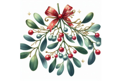 Mistletoe branch. Merry Christmas. Happy New Year