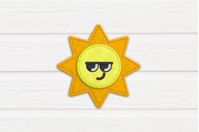 Sun with Sunglasses ITH Feltie | Applique Embroidery