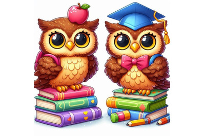 Owl. cute owl. school illustration. cartoon bird