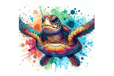 Sea turtle T-shirt graphics. sea turtle illustration with sp