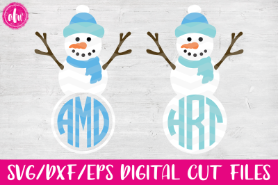 Monogram Snowman - SVG, DXF, EPS Digital Cut Files