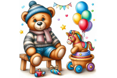 Teddy bear. Toy background for kid Birthday