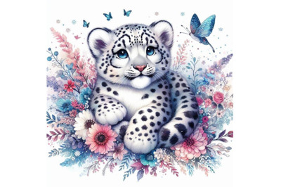 T-shirt graphicscute snow leopard, illustration waterco