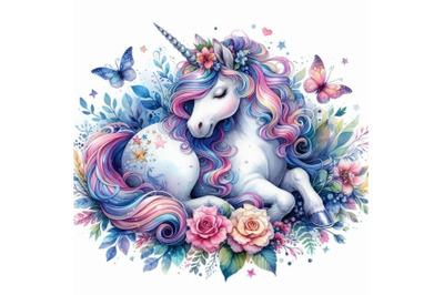 Unicorn. Unicorn watercolor illustration. Magical Unicor