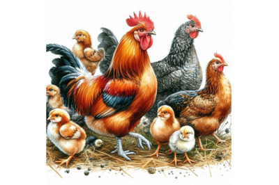 Poultry farming. Chicken breeds series. domestic farm bird