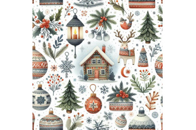 Scandinavian seamless pattern. watercolor christmas illustration