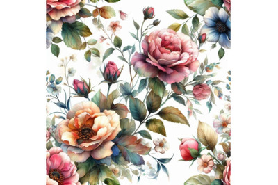 Watercolor flowers  pattern