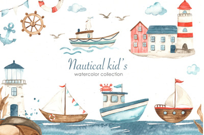 Nautical kids watercolor