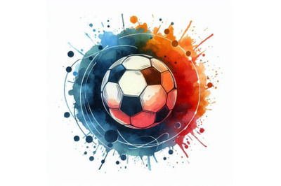 Soccer ball. football watercolor hand drawn illustration