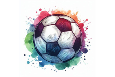 Soccer ball. football watercolor hand drawn illustration