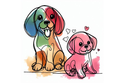 Funny dog. cute puppy watercolor hand drawn illustration